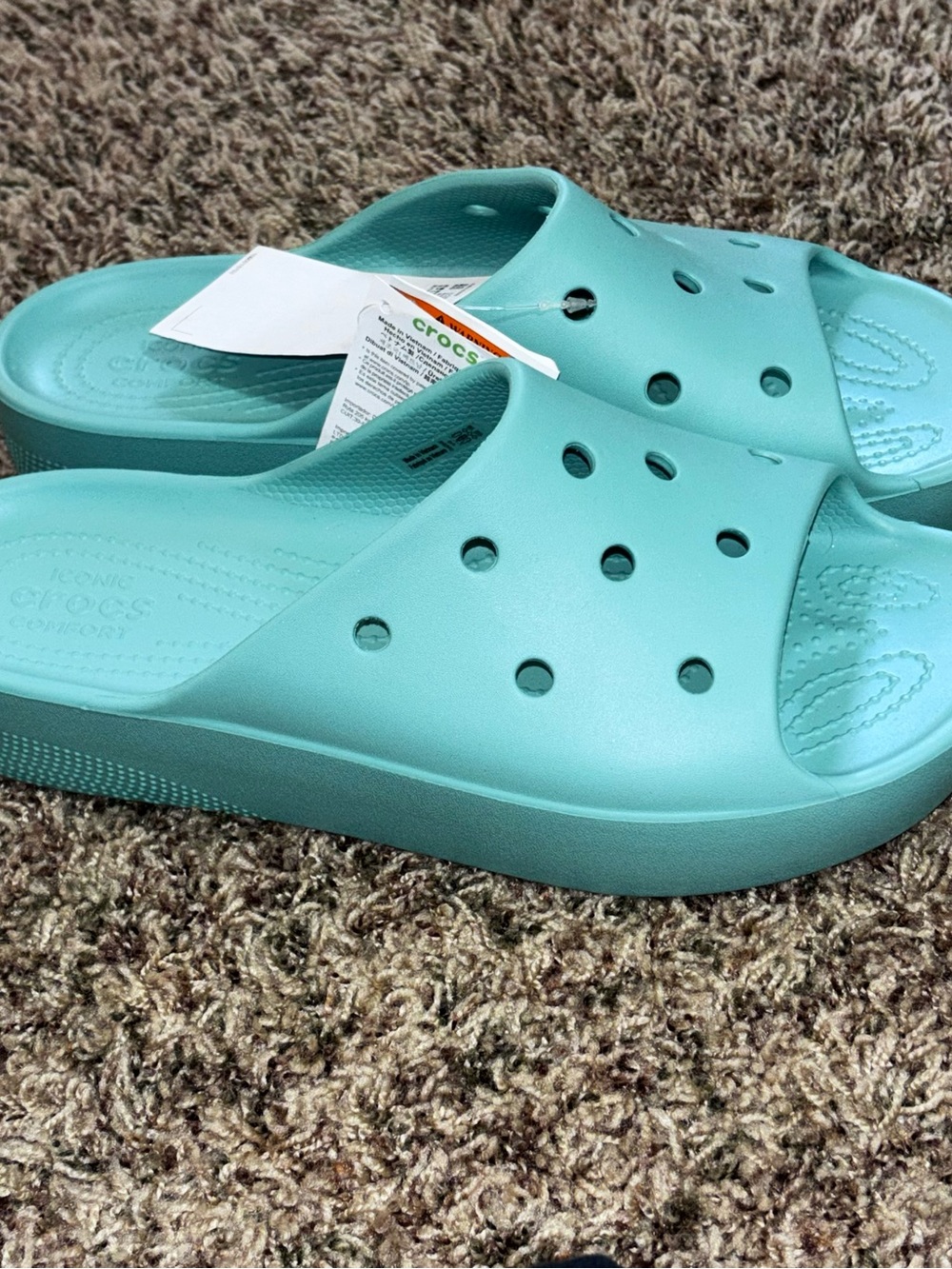 Crocs Women's Classic Platform Green Jade Stone Slides Size 10 Comfort Sandals